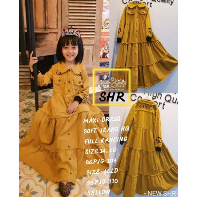 SHR KIDS MUSTARD / GAMIS JEANS ANAK USIA 6-12TH