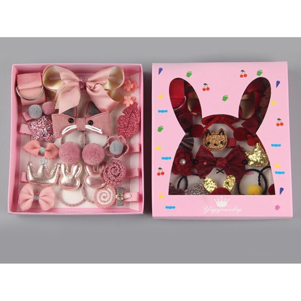 Ikat Jepit Rambut 18 Pcs Set FJ18 FREE BOX Kualitas Tinggi Karet Jepitan Gaya Korea Fashion Hair Pin