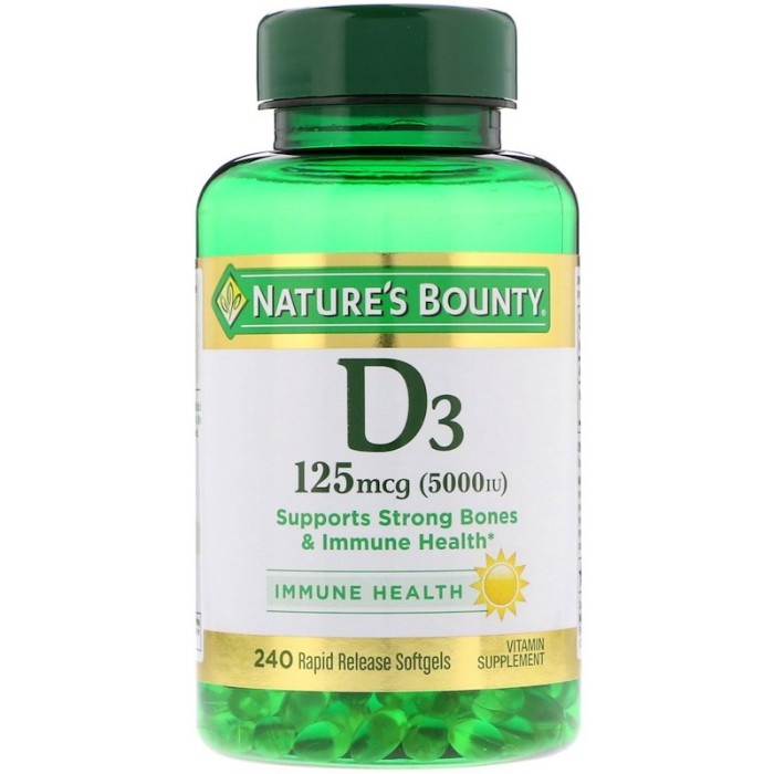 Nature's Bounty Vitamin D3 125 mcg 5000 IU 240 Rapid Release Softgels