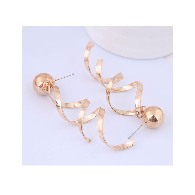 LRC Anting Tusuk Fashion Gold Twisted Earrings Alloy D59222