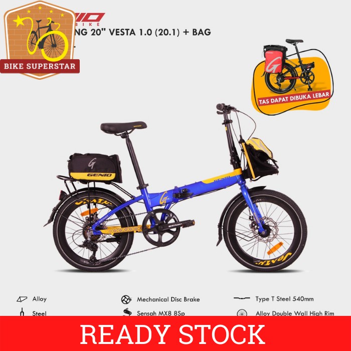 Sepeda Lipat 20 Inch United Genio Vesta 1.0 Free Bag