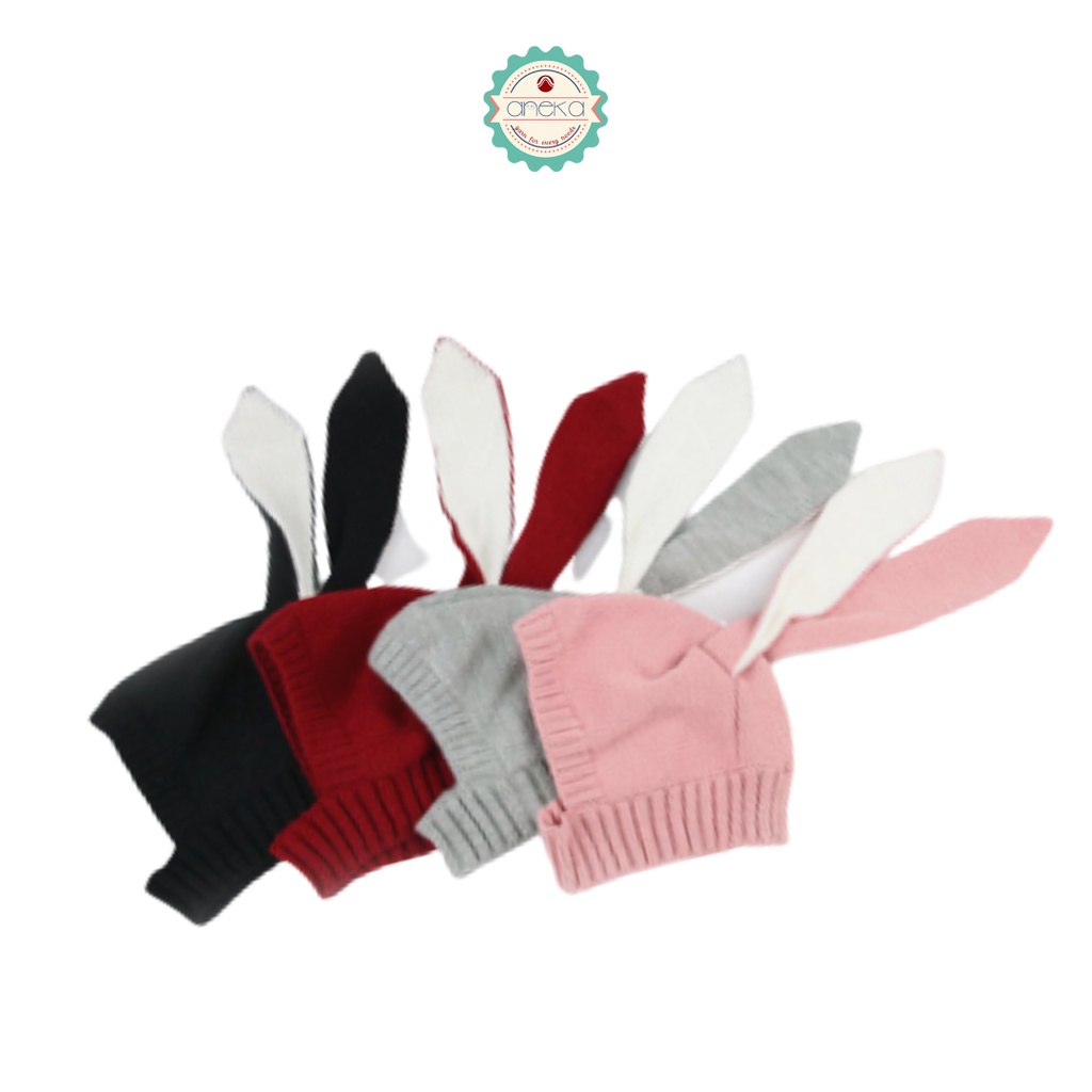 TOPI KUPLUK BAYI RAJUT KELINCI BUNNY UNISEX LUCU / BUNNY KNITTED BABY HAT