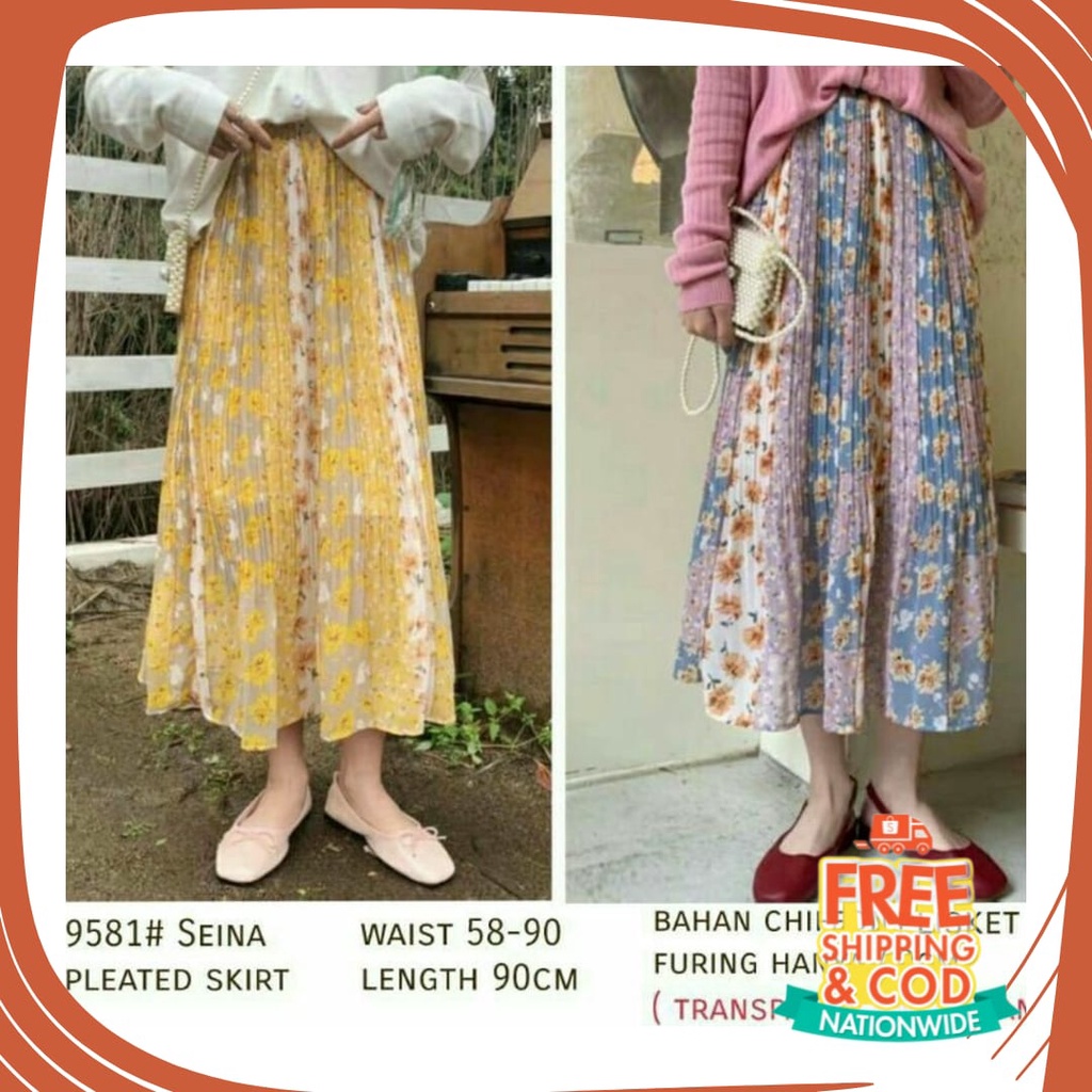 Bawahan remaja Anak Sekolah Kuliah Dewasa Street /  Seina Skirt rok plisket wanita import terbaru ro