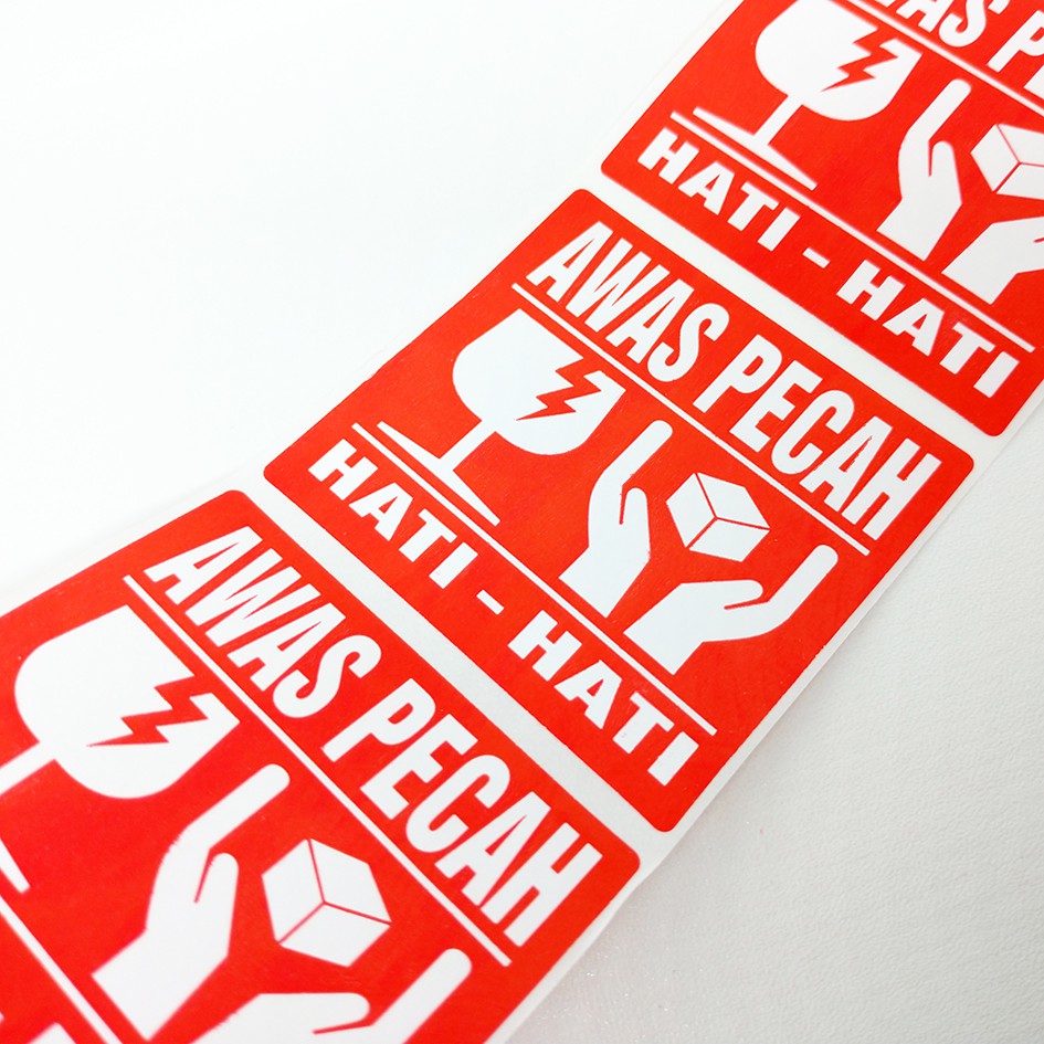 

RB Stiker Label Fragile Handle with Care Stiker Awas Pecah Hati-hati 6 x 5,5 cm (1 roll/ 500 pcs)