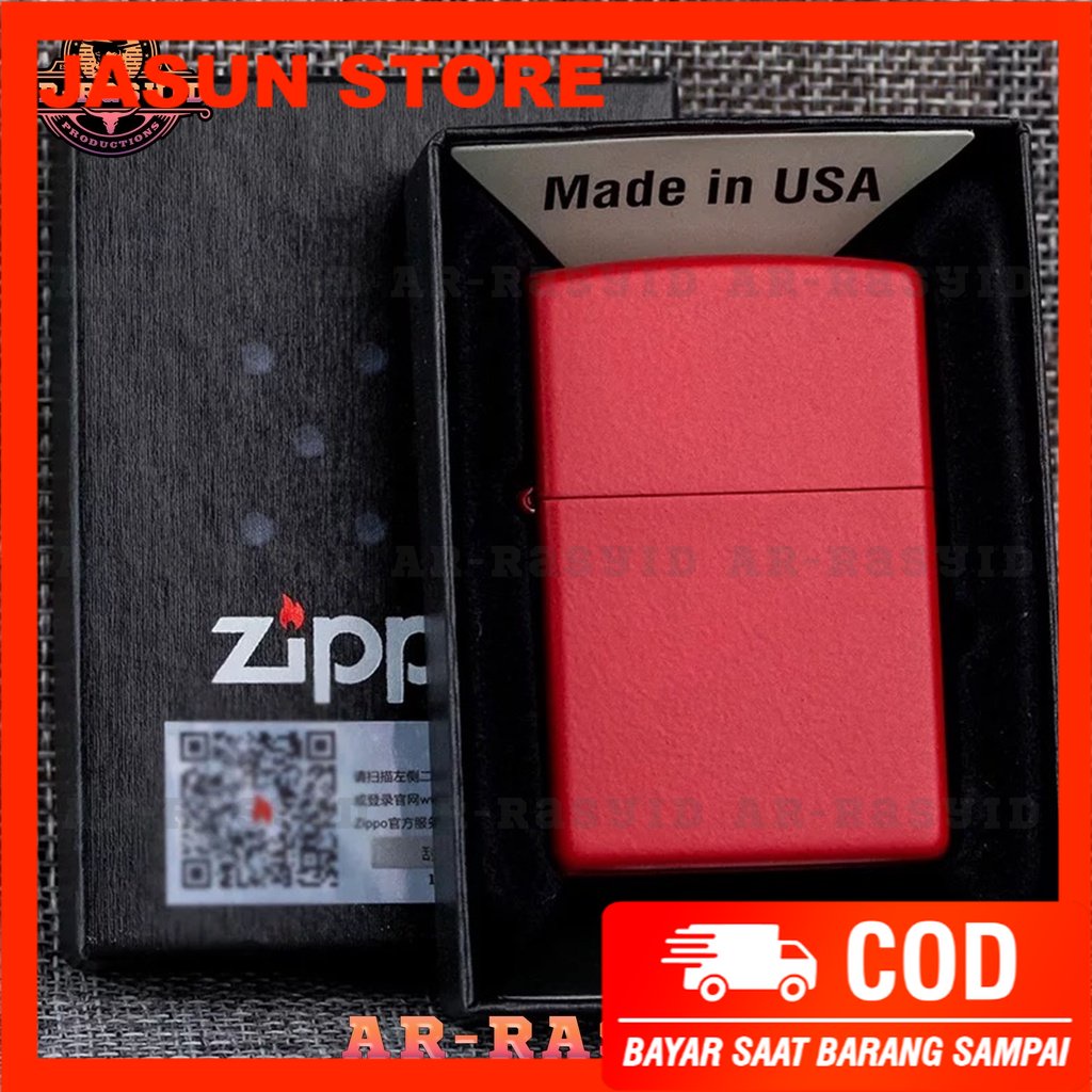 BISA COD! Korek Api Minyak Zippo Matte Red Merah Polos 233