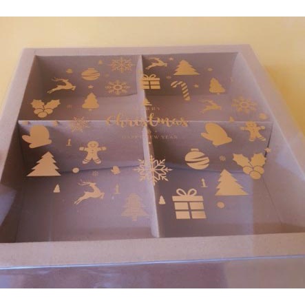 

5 Pcs Kardus Kotak Eggtart Mika Natal Merry Christmas Dus Fruitpie Dus Mini Pao Sekat 4 Packaging Hampers