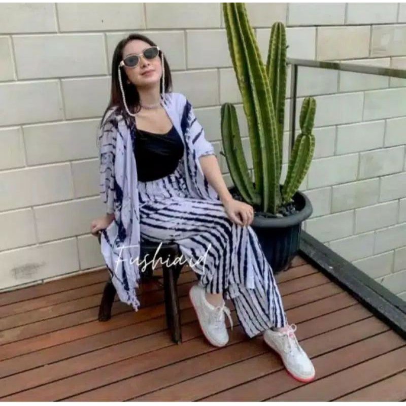 SETELAN CARDIGAN LILIT BALI / ONE SET AUTER TIE DIE BALI /OUTER WANITA