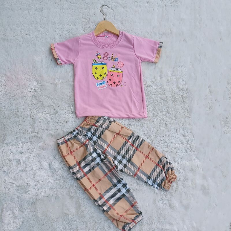 DUO BOBA Setelan Anak Boba Baju Anak Boba Setcel Kids