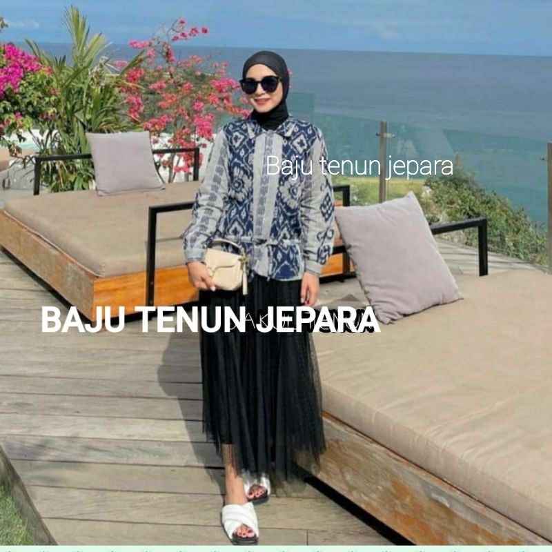 Blouse tenun unik  atasan tenun wanita baju tenun jepara kemeja tenun btb64