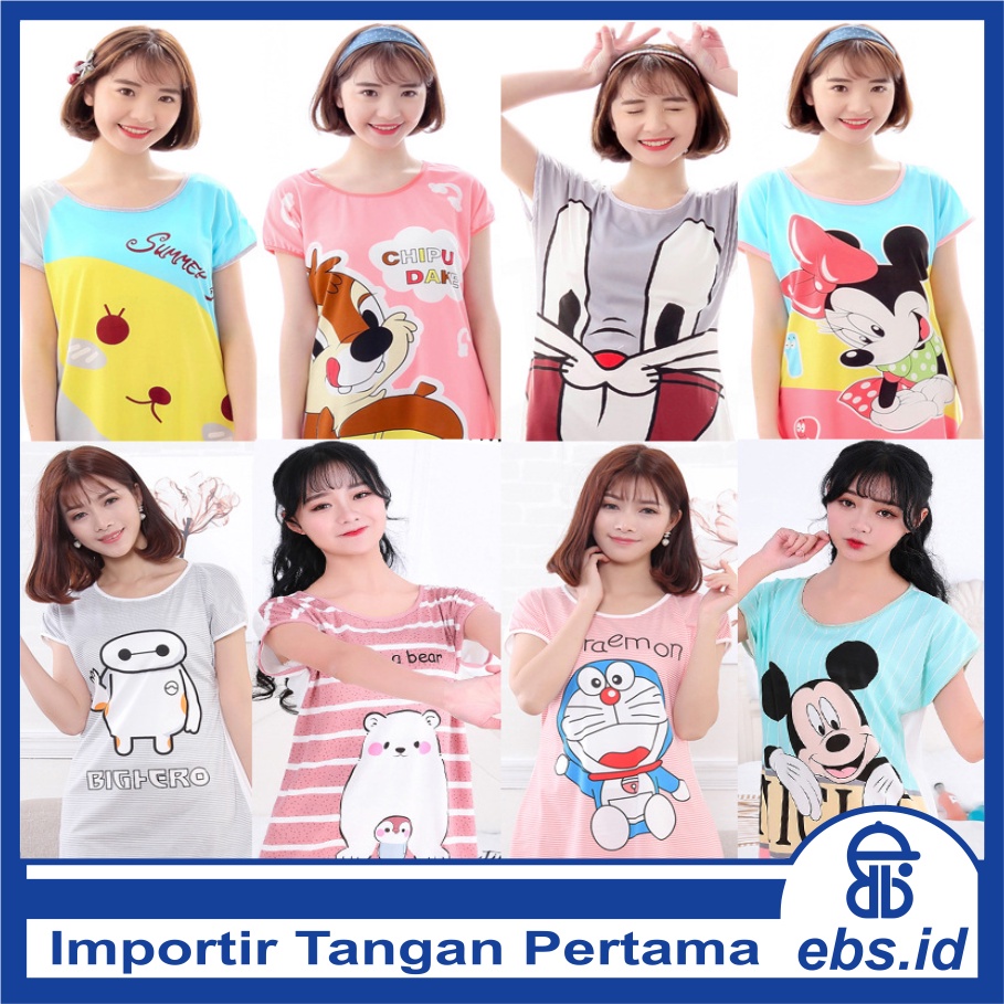 𝐄𝐁𝐒 ✅ PW061 Baju Tidur Wanita Piyama Motif Kartun Lucu Pakaian Wanita Daster Variasi Import COD