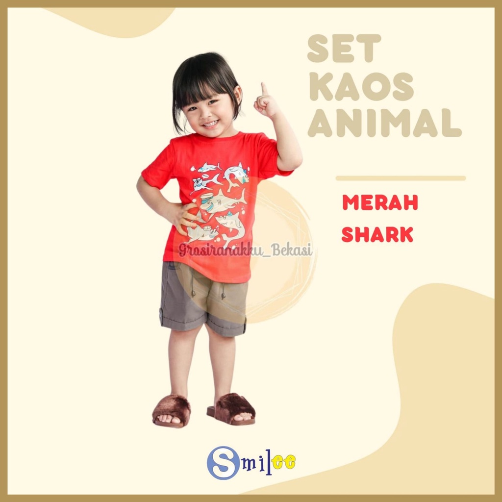 Setelan Anak Cowo Merah Shark Size 1-3Tahun Murah