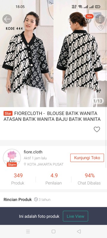Fiorecloth -  Blouse Batik Wanita Atasan Batik Wanita Baju Batik Wanita 442 444 445
