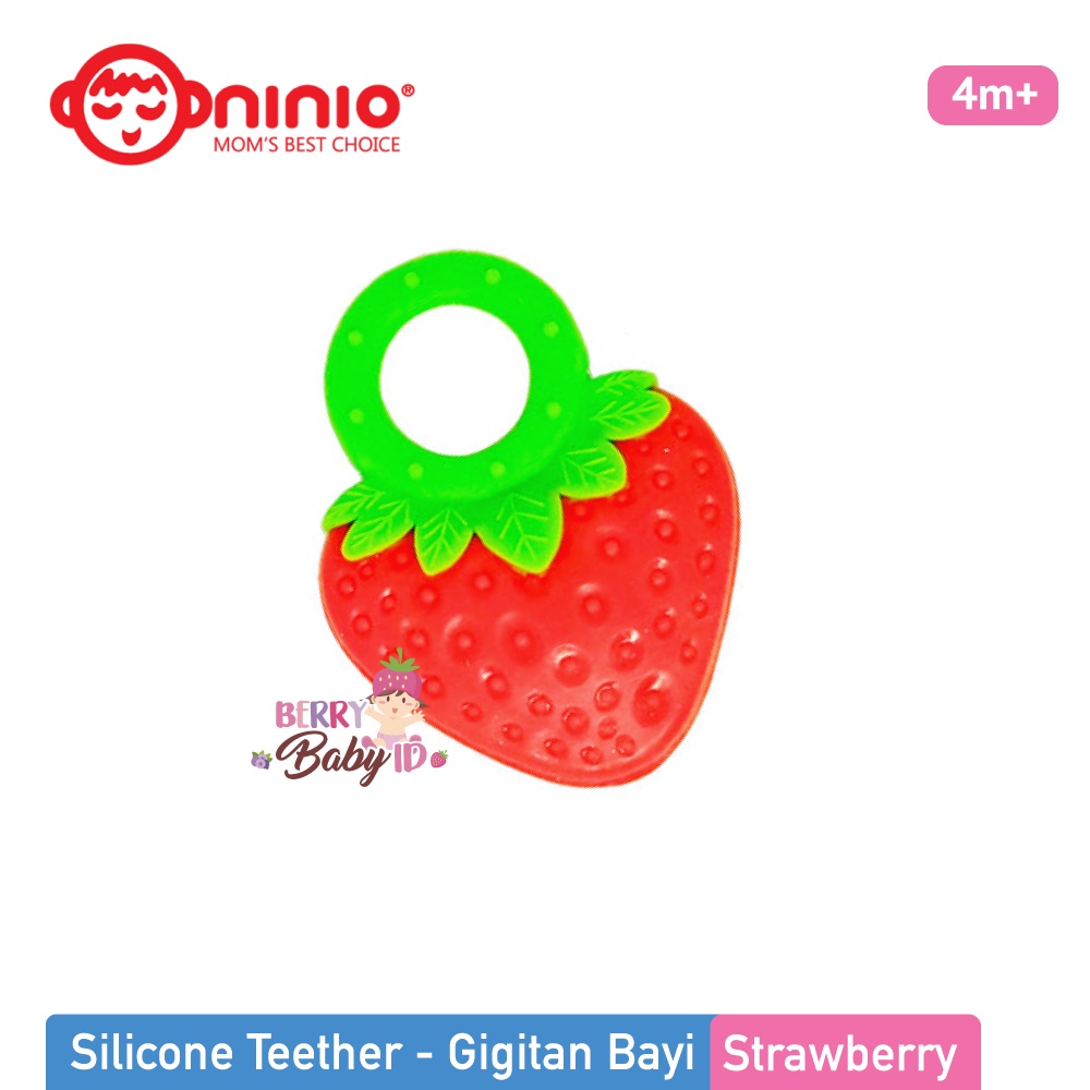 Ninio Silicone Teether Strawberry Gigitan Bayi Silikon Berry Mart