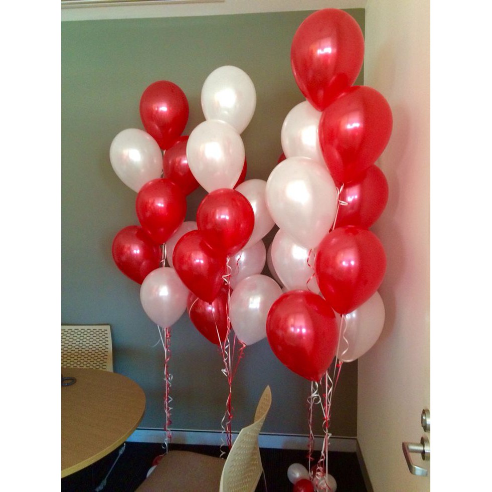Balon METALIK Merah Putih / Balon Latex Merah Putih