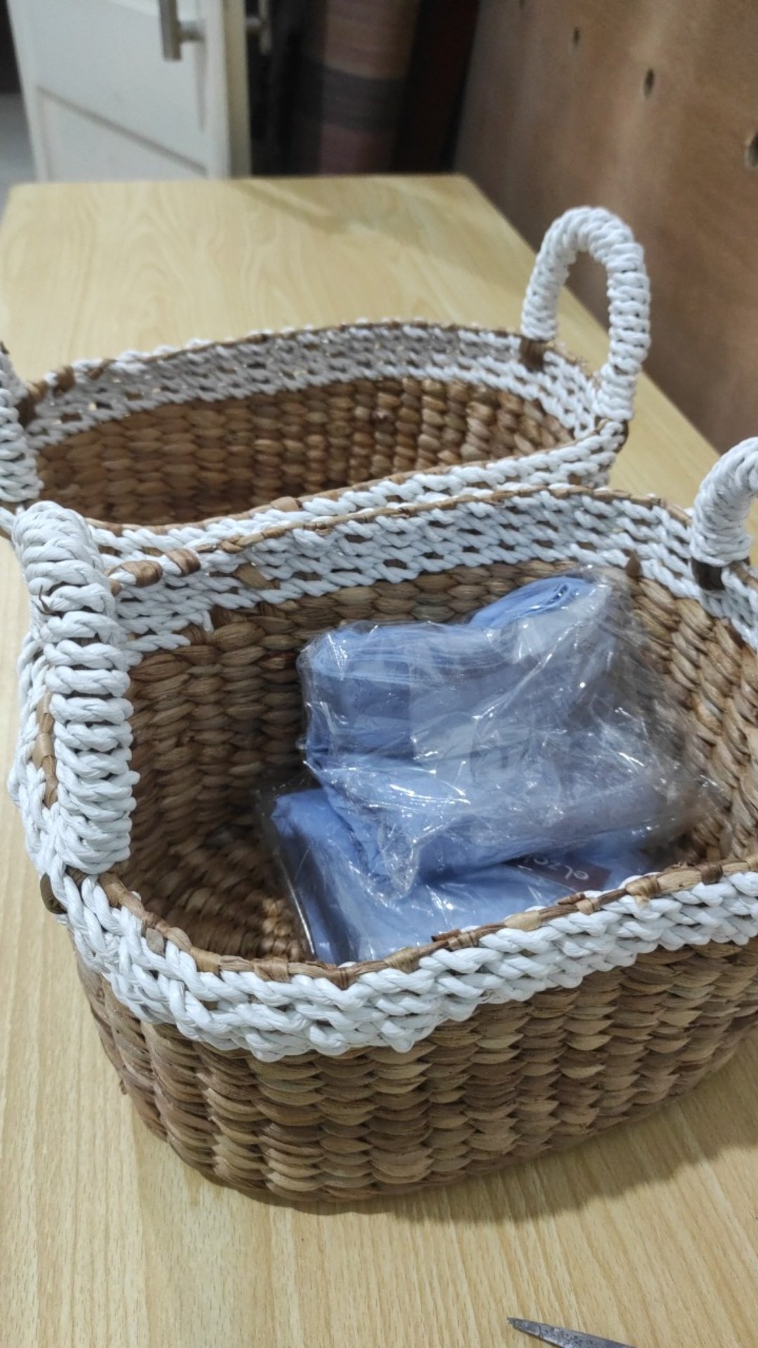 Keranjang Anyaman Seagrass Handle