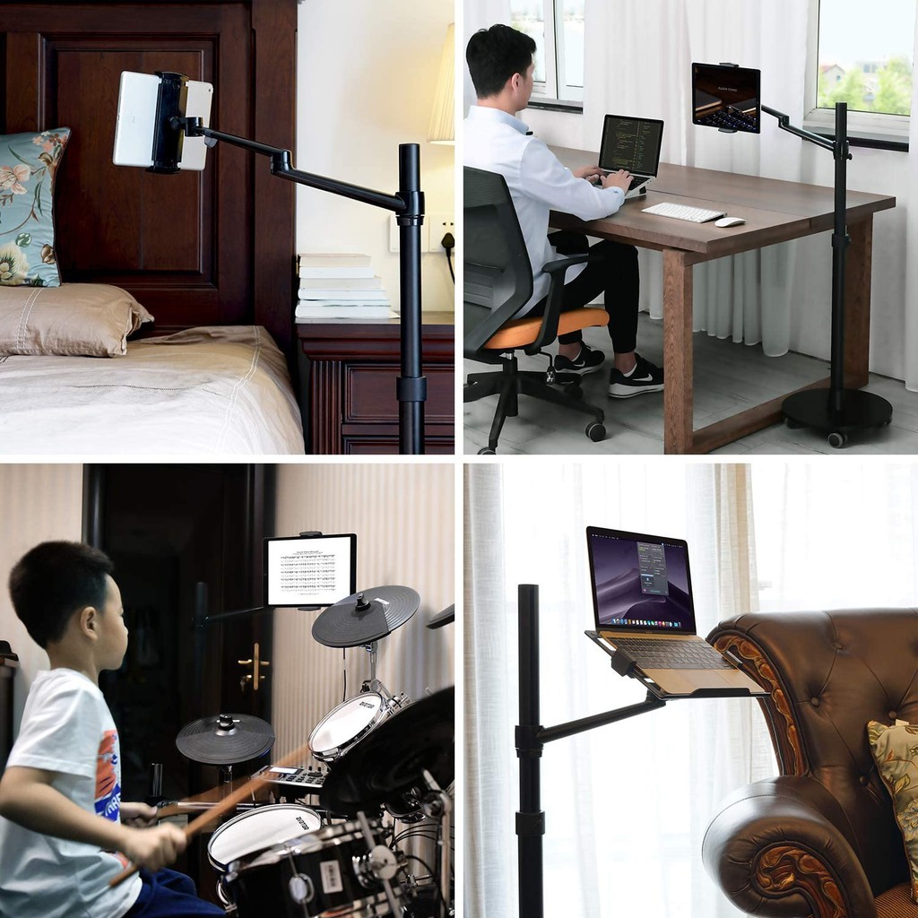 UP-9L - Dual Arm Alloy Floor Stand Laptop and Tablet - 360 Rotation