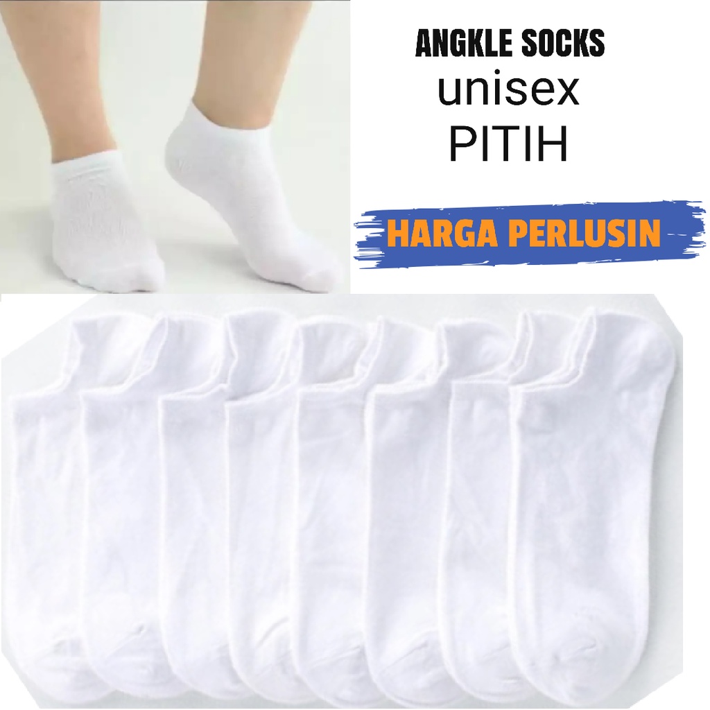 12 PASANG KAOS KAKI PENDEK MATAKAKI PUTIH POLOS