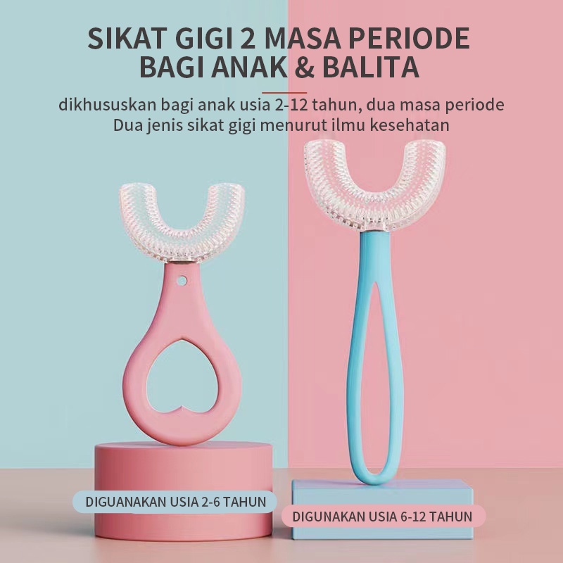 Sikat gigi untuk balita &amp; anak usia 2-12 tahun, U-shape, harga termurah.