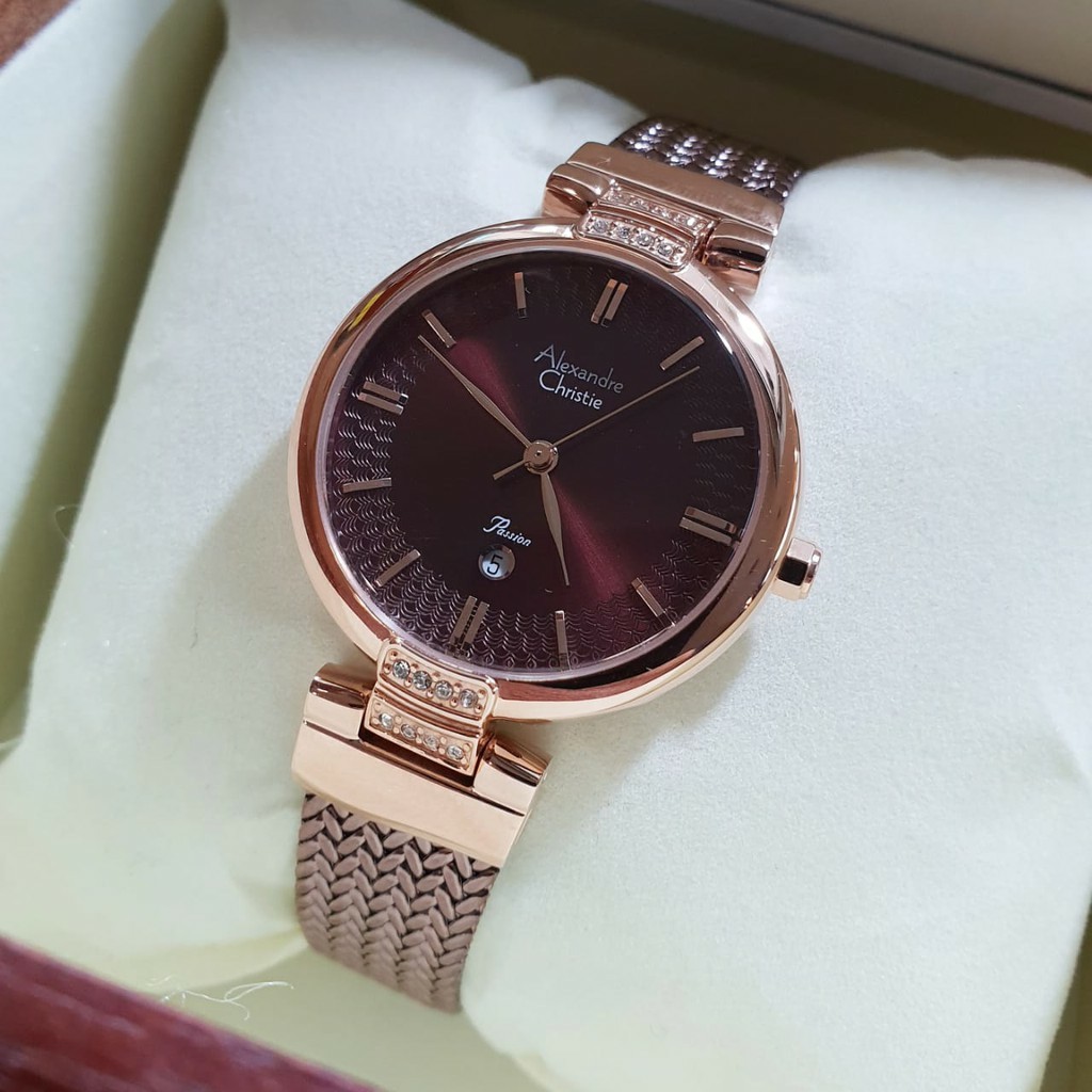 Alexandrechristie AC 2757 wanita original steanless steel coklat rosegold