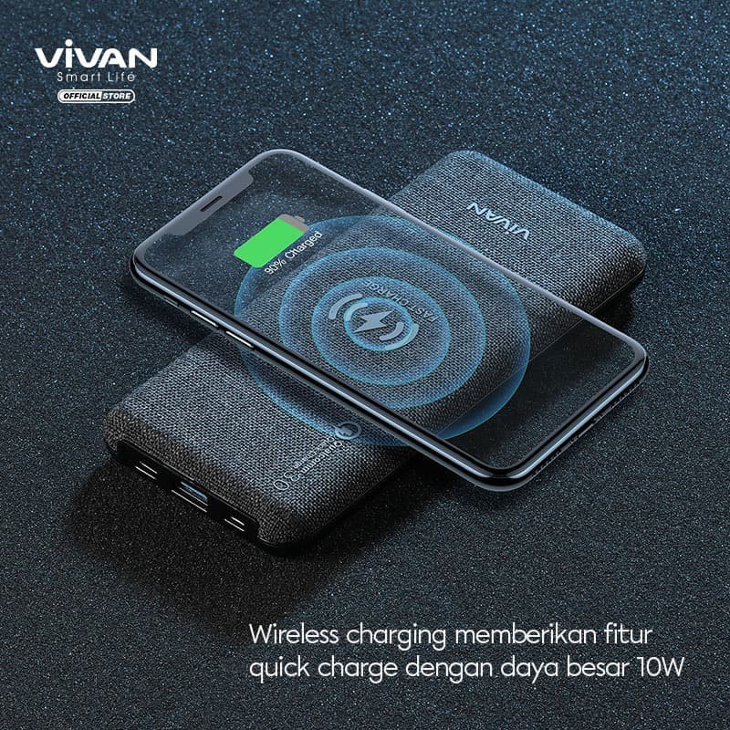 VIVAN Power Bank 10000mAh Powerbank Wireless Charge +PD+QC3.0 VPB-W10