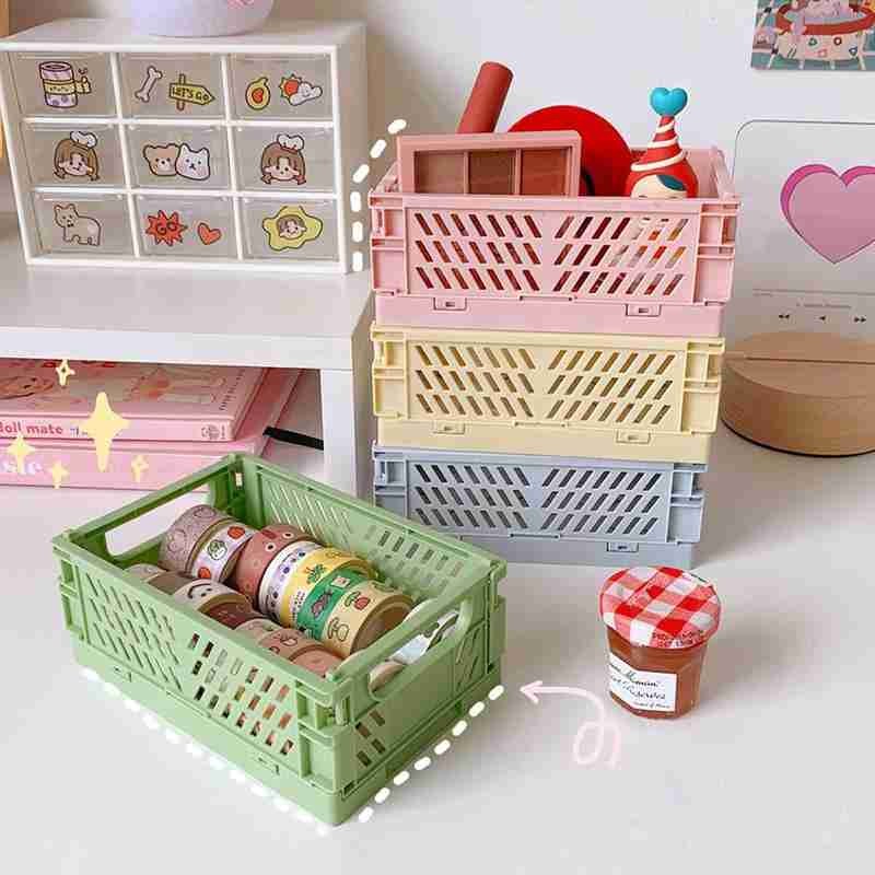 Foldable Storage Box Home Organizer Collapsible Basket Desk Stationary Holder Cosmetic Container