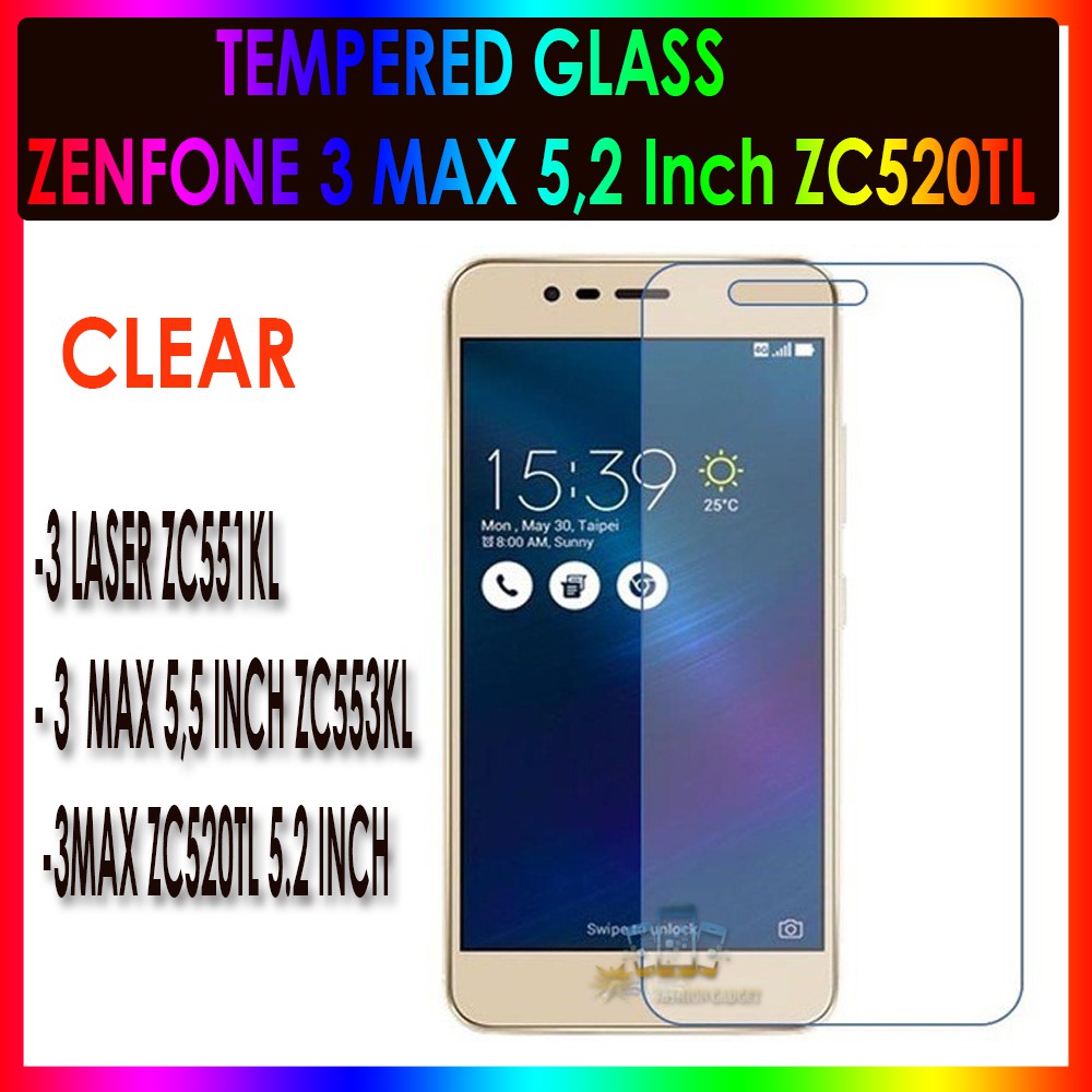 TEMPERED GLASS ZENFONE 3 LASER ZC551KL 3 MAX 5.5 INCH ZC553KL ZC520TL 5.2 INCH ANTI GORES KACA