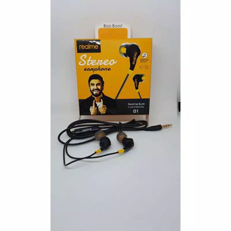 Hf headset realme 01 stereo bass boost suara bagus