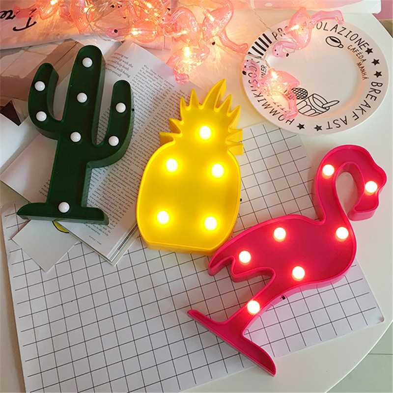 Lampu Dekorasi Cafe Marquee Light LED Kaktus Cactus Flamingo Pineapple