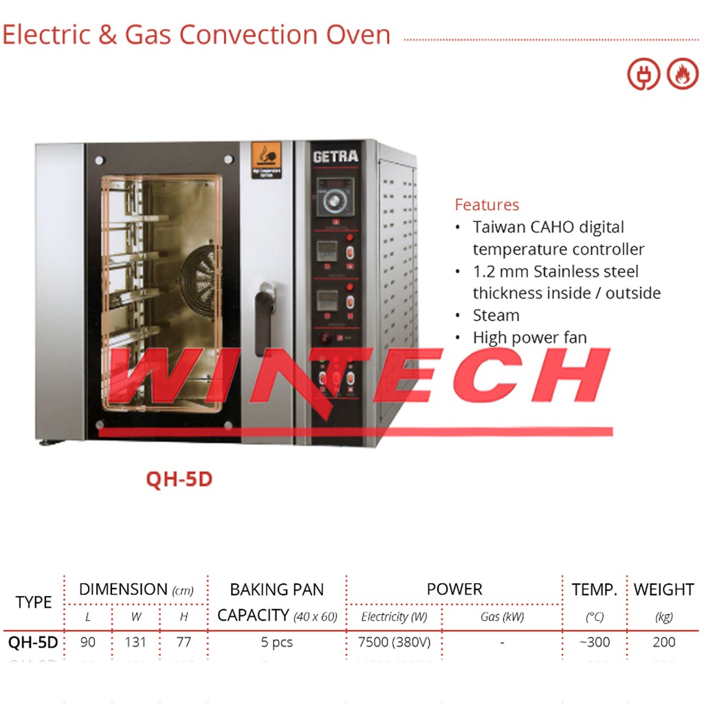 GETRA QH-5D ELECTRIC CONVECTION OVEN 5 LOYANG - Oven Roti Otomatis Oven Roti besar Oven roti Listrik