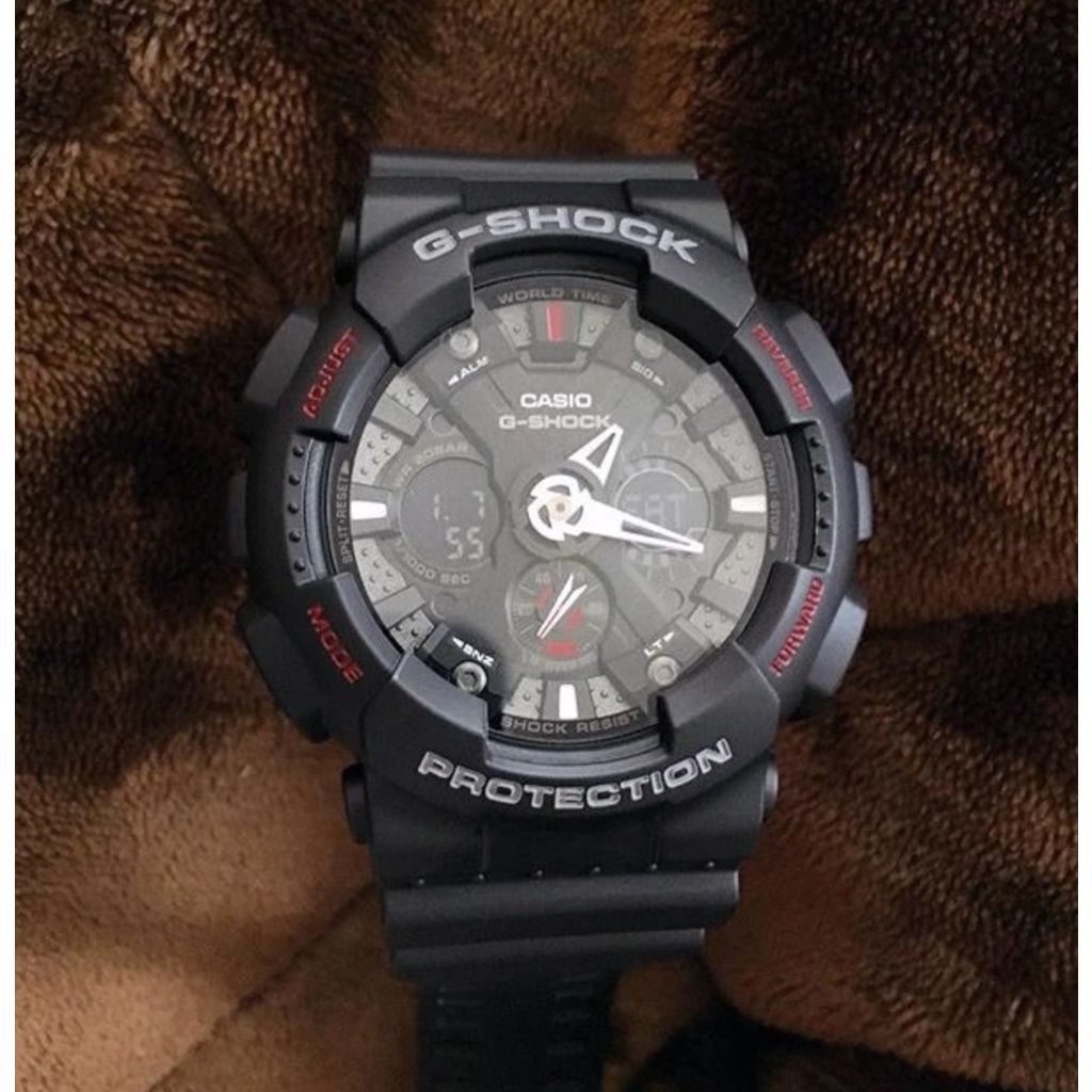 Jam Tangan Pria G-Shock Analog Digital GA-120-1ADR Japan Quartz Movement Dual Time Display 200M Water Resistant