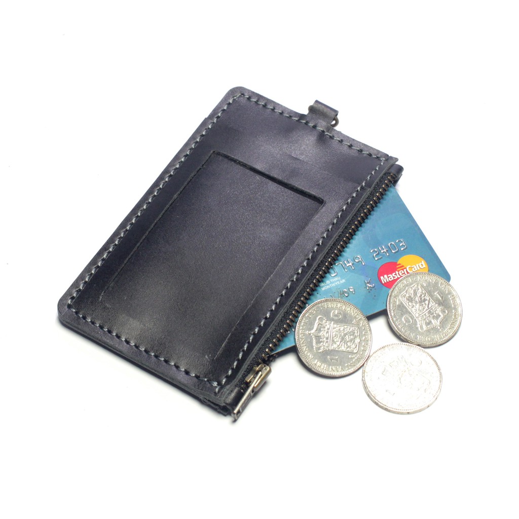 gantungan dompet ID card holder kulit tali zipper kartu banyak PHID949