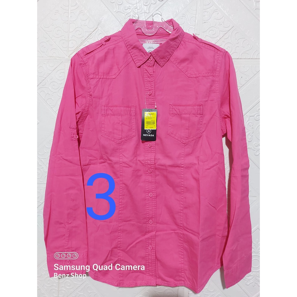 L-NEVADA/Kemeja Wanita LENGAN PANJANG/Polos-3 - PINK FUCHSIA