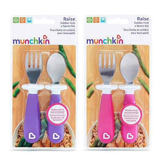 Munchkin Raise Spoon and Fork / Sendok Garpu Anak 12m+ (Tersedia varian warna)