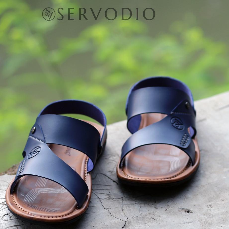 Sandal Kulit Pria Sendal Slop Keren Kekinian Casual Original Kulit Pu Pria Model Terbaru SCP05 PRODUK PREMIUM COD