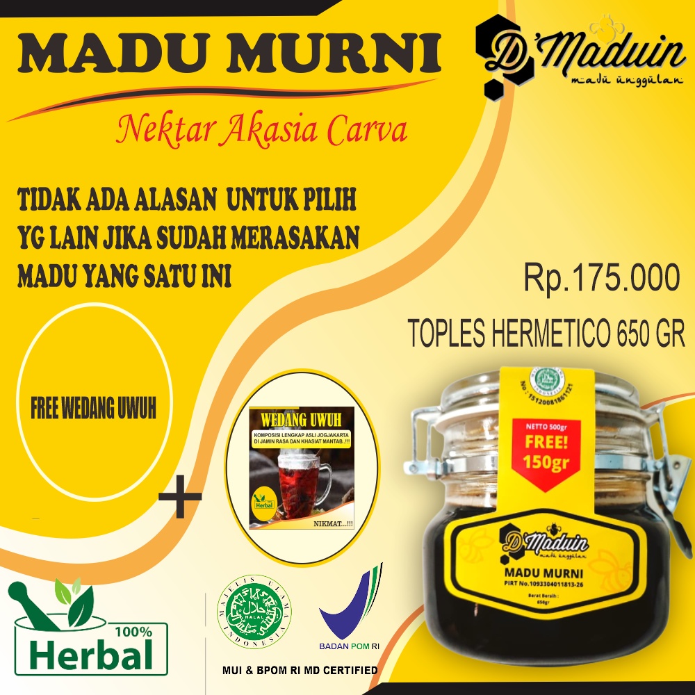 

Madu Akasia Carva 650gr Madu Akasia Carva Murni Full Nektar Bunga Pohon akasia Jambi..Madu Murni 100% Tanpa Proses Pemanasan