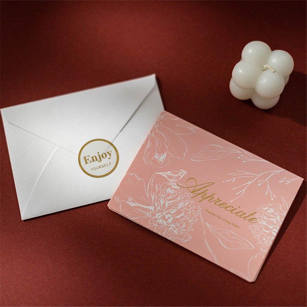 R-flower Greeting Card Kartu Perlengkapan Pesta Ulang Tahun Dengan Amplop Stiker Berkah Kartu Pesan Syukuran Merry Christmas