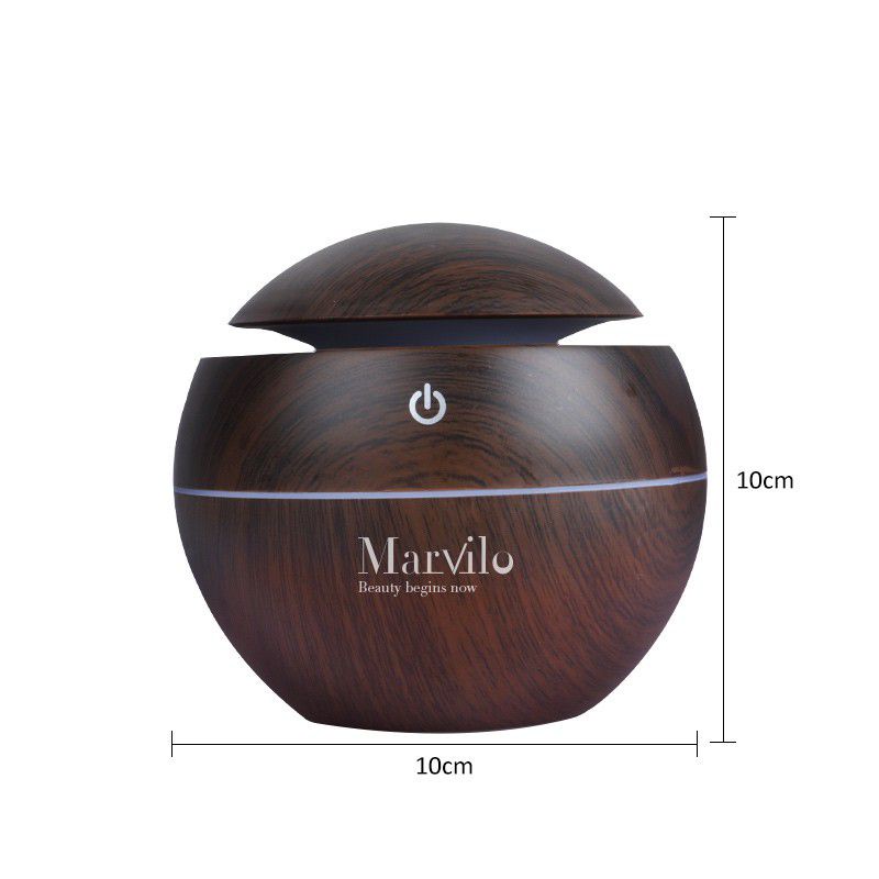 [READY STOCK] Water Diffuser / Humidifier Marvilo Bentuk bulat Warna Coklat Tua Aksen Kayu