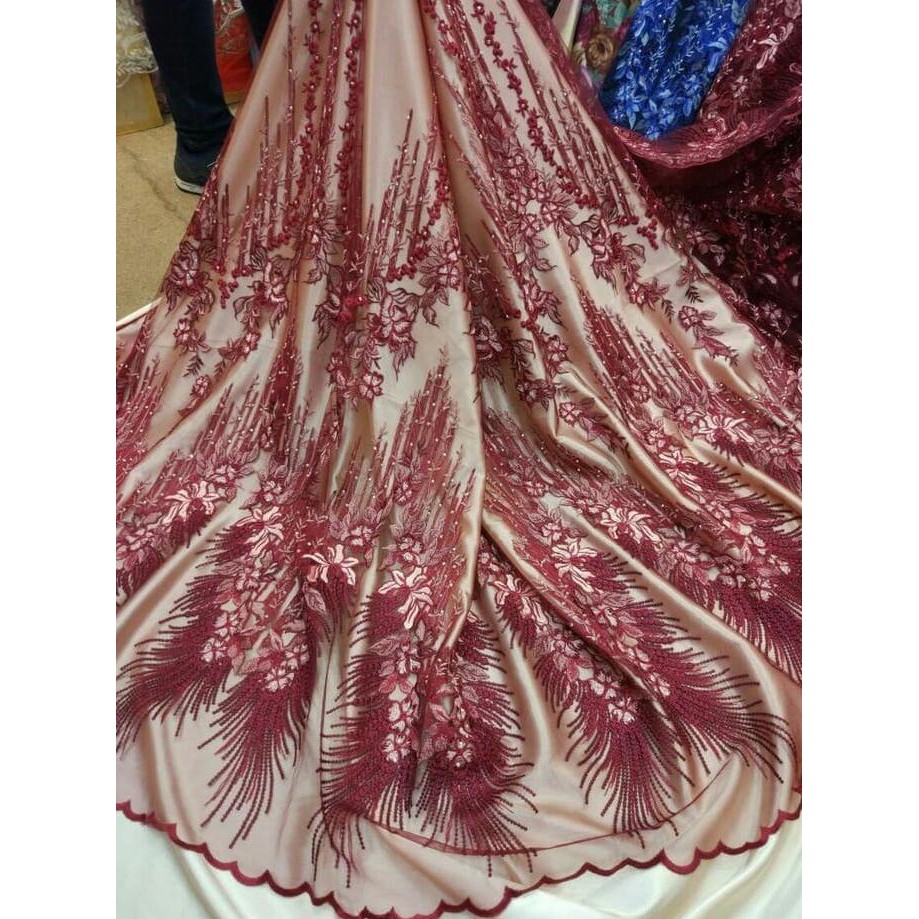 promo!! kain-bahan gaun/kebaya dress tile/tulle lace zig jag terbaru