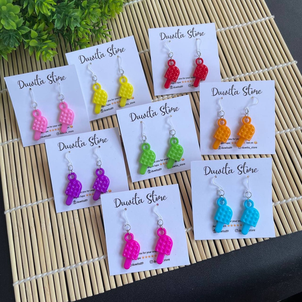 HANDMADE ANTING ANAK/DEWASA KAITAN PLASTIK MOTIF ES KRIM