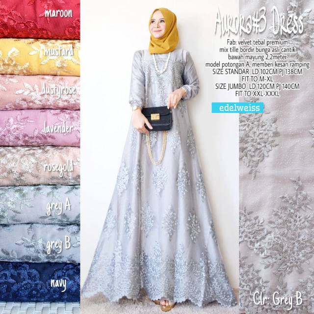 Aurora #3 Dress Velvet mix Tile Bordir