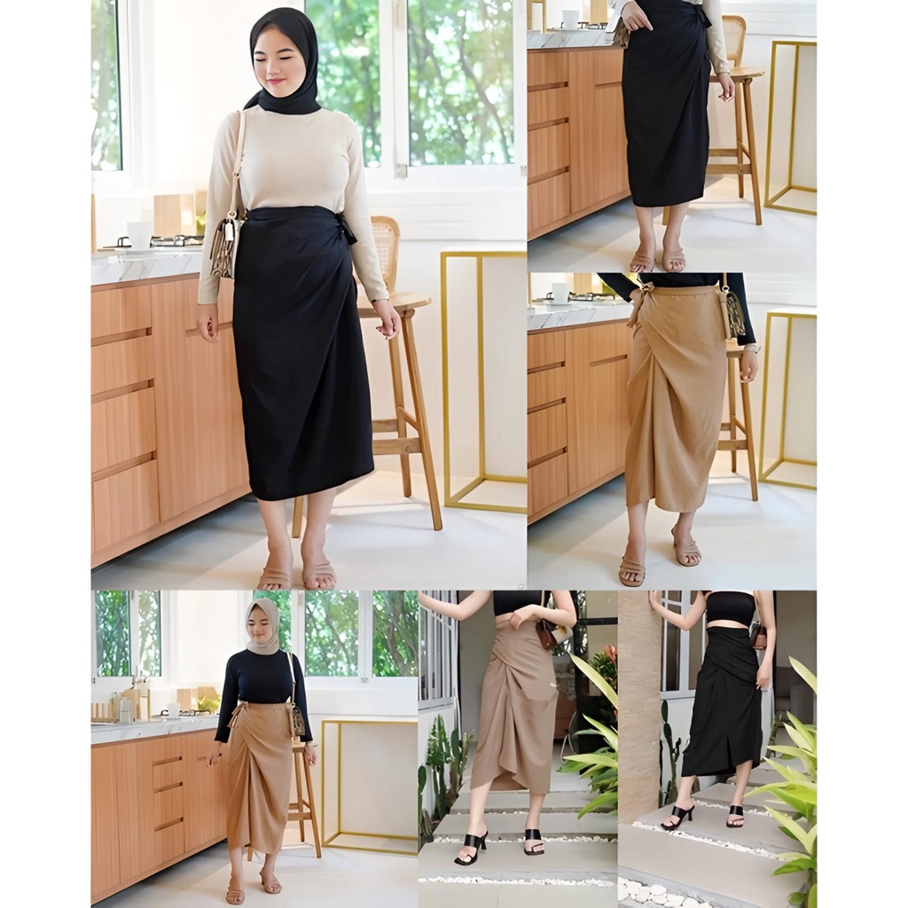 BEFAST - ZEC OOTD Wanita Rok FAIQA / Ante Wrapped Skirt / Bawahan Rok Wanita / Rok Kerja Wanita Casual / Rok Kondangan Kekiniaan 2022 / Rok pesta / Fashion Wanita Formal / Terbaru