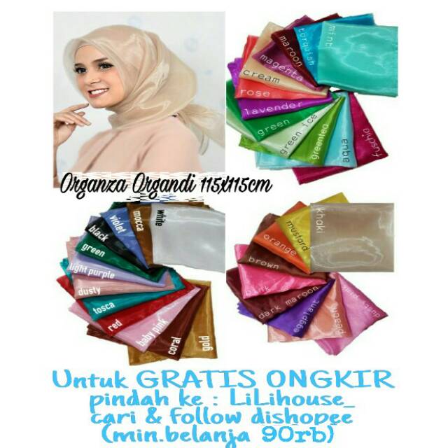 Organza Square / Segiempat Organdi / Kain Kaca / Segiempat Organza Organdi