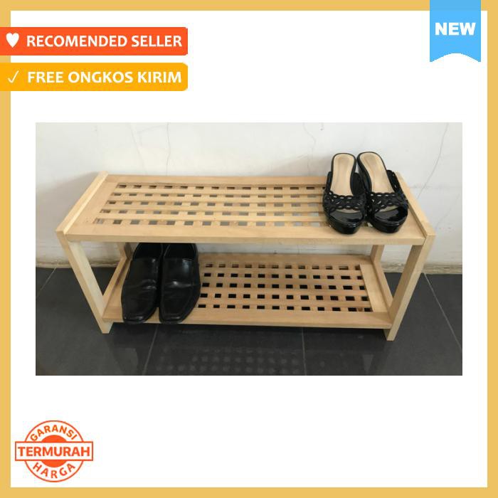  Rak  Sepatu  Kayu  2 Susun Minimalis Tempat Penyimpanan 