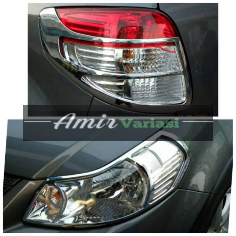 paket garnish list lampu Suzuki SX4 depanbelakang chrome
