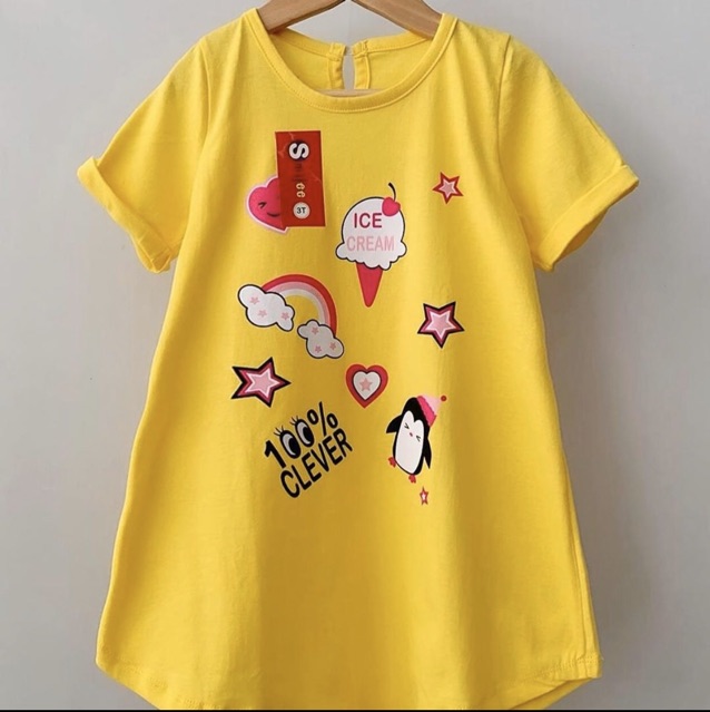 Oval dress smile . Dress anak usia 1-5 tahun bahan kaos dress smilee nablfashion