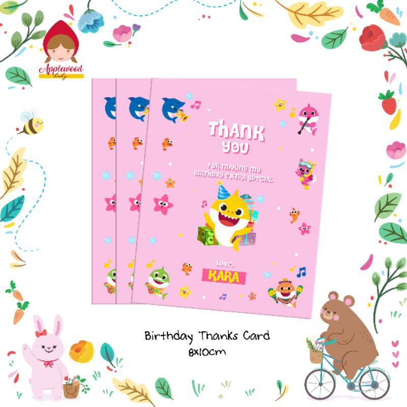 Thanks Card / Kartu Souvenir / Souvenir Tag / Kartu Ucapan Terima Kasih Pinkfong Baby Shark