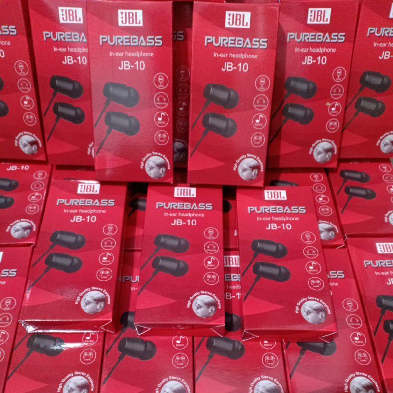 Handsfree Hansfree JBL JB01 Purebass Earphone JBL JB-01 Headset JBL JB-01 Stereo Bass Merah-4