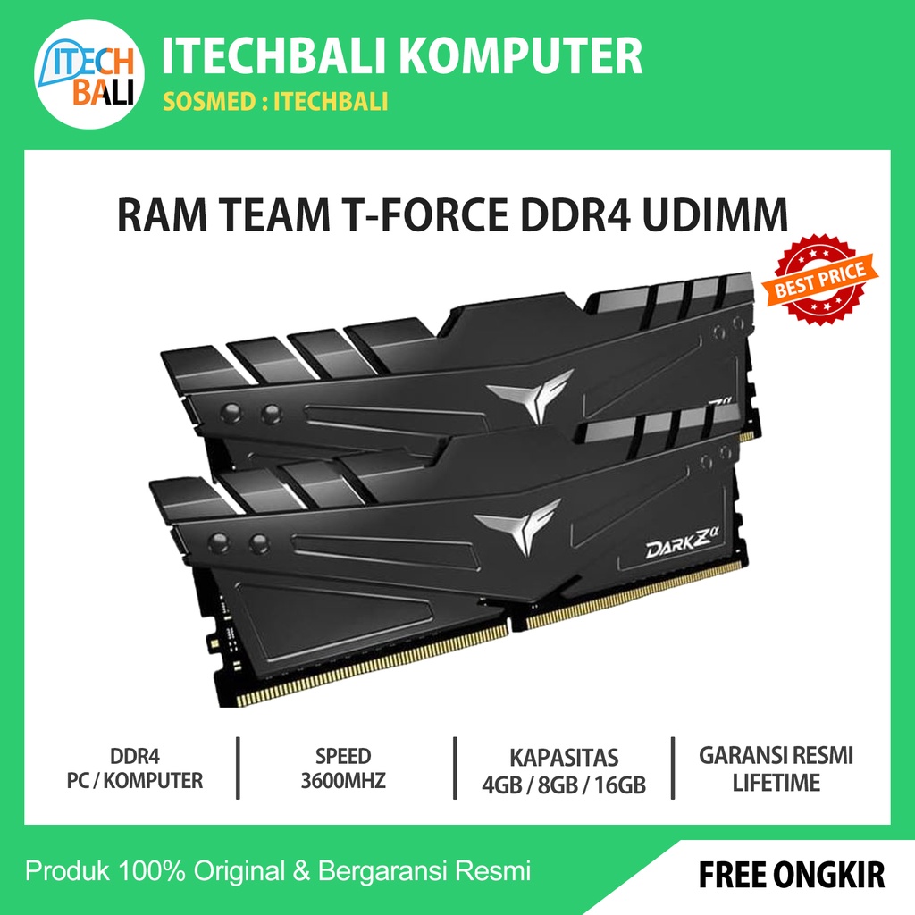 RAM PC TEAM T-FORCEDARK Z Udimm DDR4 16GB ( 2 x8GB ) 3600MHZ