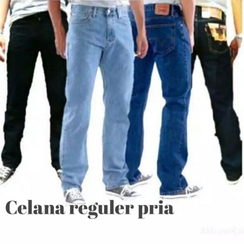 Celana jeans regular standar pria premium 28_33 warna navi dan blitz