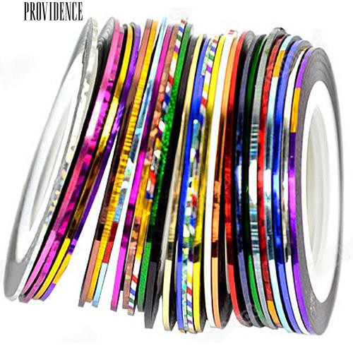 10 Warna 20 m / Rolls Nail Art UV Gel Tips Striping Tape Baris Sticker Dekorasi DIY